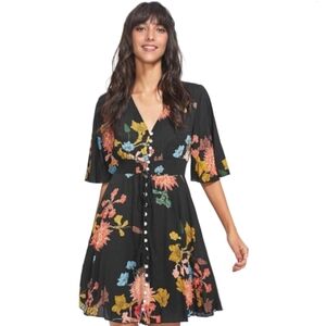 Floral Black Midi Dress boho mfm